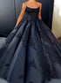 Ball Gown Spaghetti Straps Satin Prom Dresses With Appliques LBQX0255